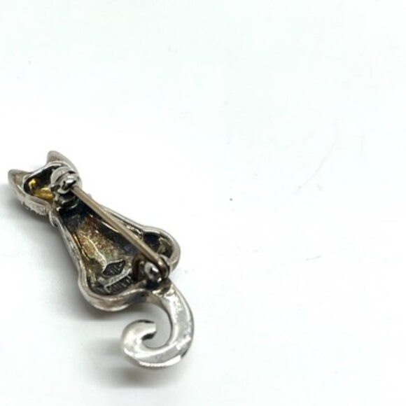 JUDITH JACK STERLING SILVER MARCASITE CAT BROOCH PIN VINTAGE SIGNED 925 - Picture 11 of 13